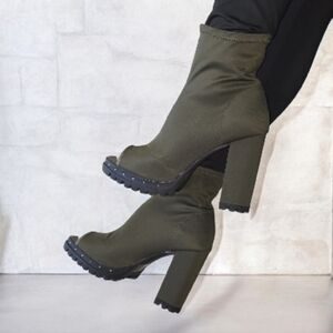 Olive Green High Heel Ankle Boots